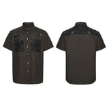 Punk distressed cotton shirt for men
