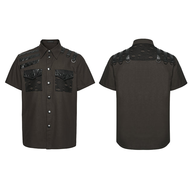 Punk distressed cotton shirt for men