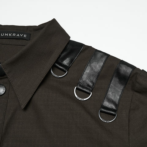 Punk distressed cotton shirt for men