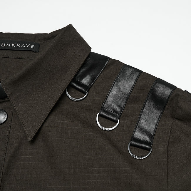 Punk distressed cotton shirt for men