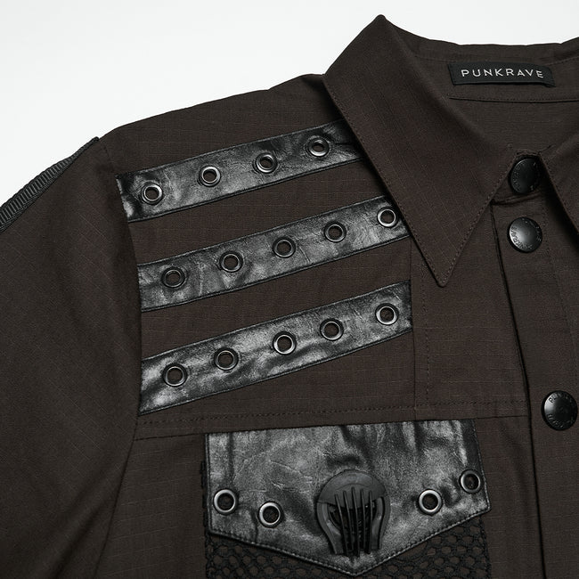 Punk distressed cotton shirt for men