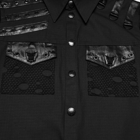 Punk distressed cotton shirt for men