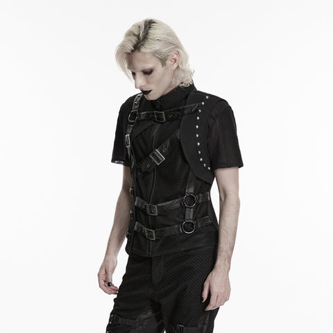 Punk asymmetrical fake two-piece vest