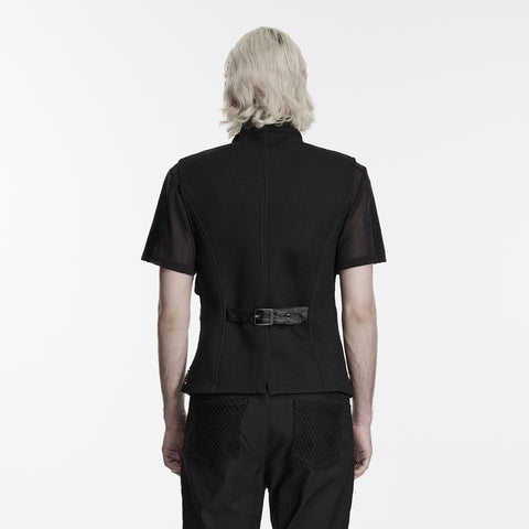 Punk asymmetrical fake two-piece vest
