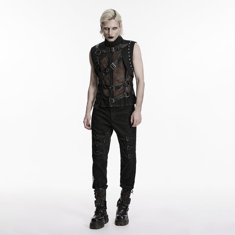 Punk asymmetrical fake two-piece vest