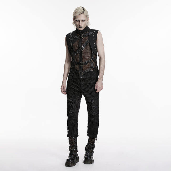 Punk asymmetrical fake two-piece vest