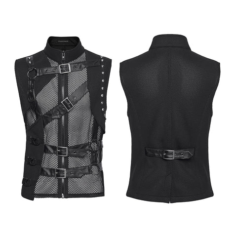 Punk asymmetrical fake two-piece vest