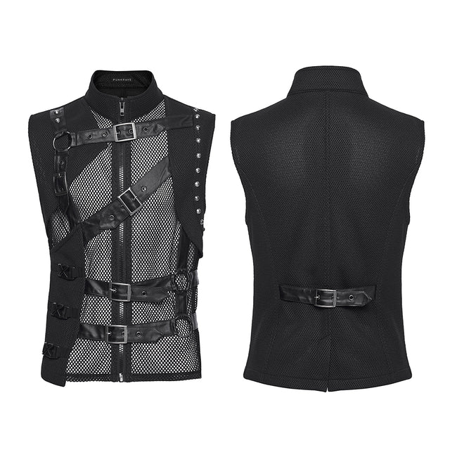 Punk asymmetrical fake two-piece vest