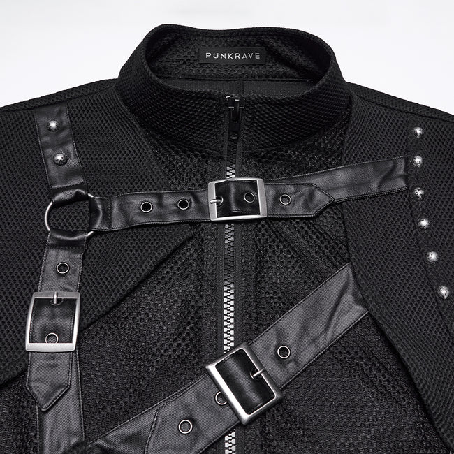 Punk asymmetrical fake two-piece vest