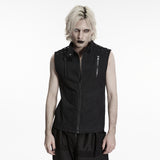Stand up collar Cyberpunk vest with Shoulder rivets