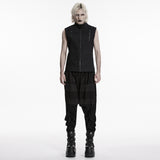 Stand up collar Cyberpunk vest with Shoulder rivets