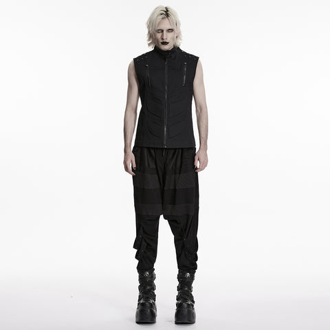 Stand up collar Cyberpunk vest with Shoulder rivets