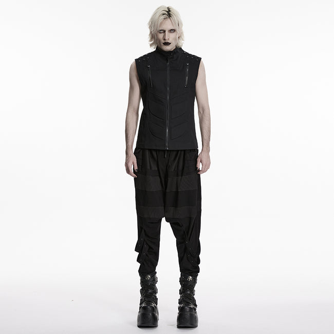 Stand up collar Cyberpunk vest with Shoulder rivets
