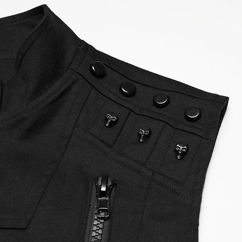 Stand up collar Cyberpunk vest with Shoulder rivets