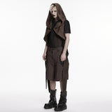 Wasteland hooded vest one-piece sleeveless cape