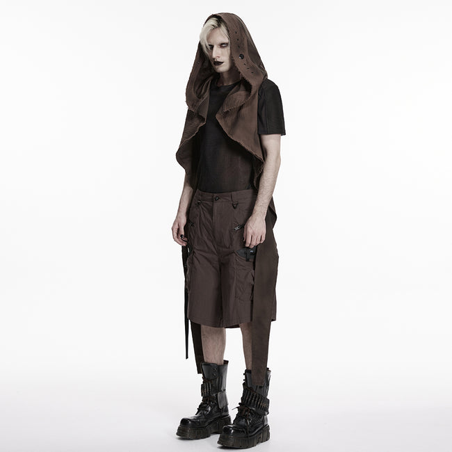 Wasteland hooded vest one-piece sleeveless cape
