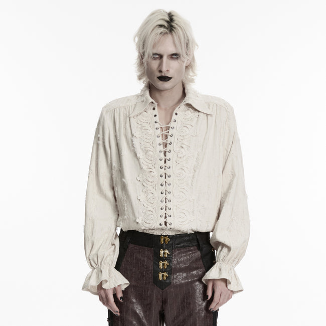 Goth distressed cotton and linen shirt