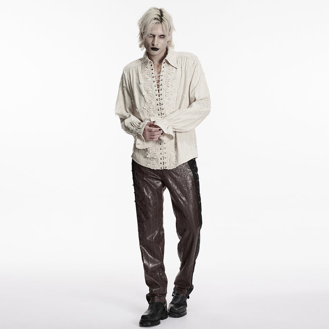 Goth distressed cotton and linen shirt