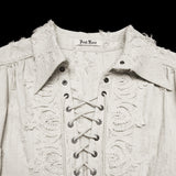 Goth distressed cotton and linen shirt