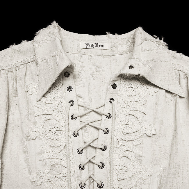 Goth distressed cotton and linen shirt