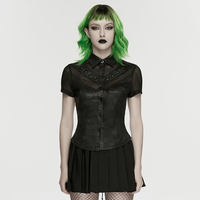 Punk personality mesh shirt