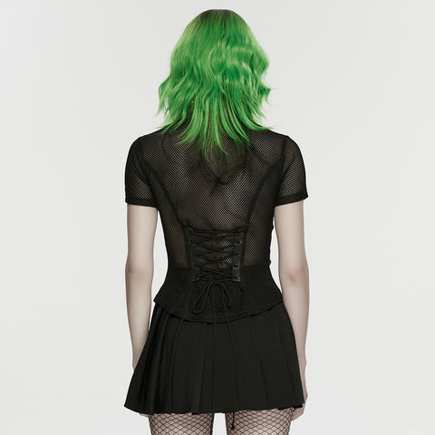 Punk personality mesh shirt