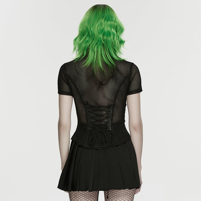 Punk personality mesh shirt