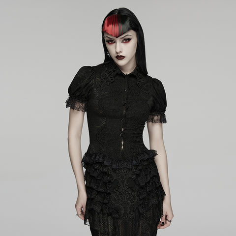 Goth short sleeve lace shirt