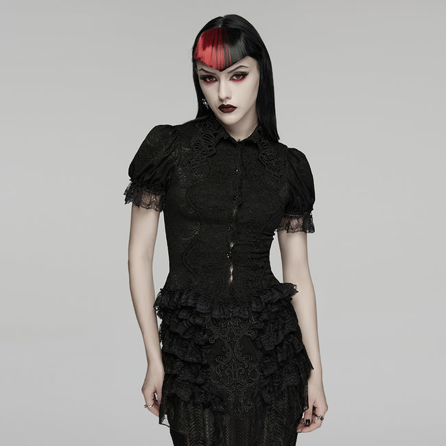 Goth short sleeve lace shirt