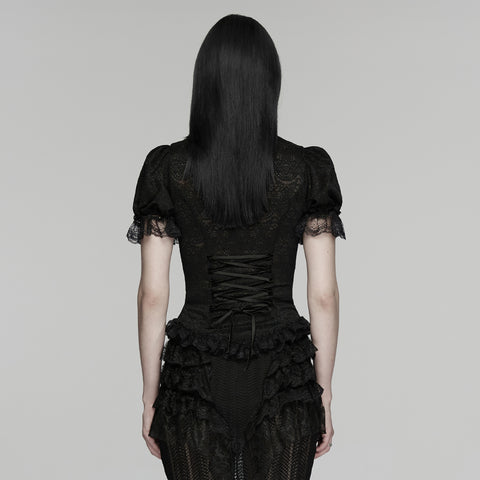 Goth short sleeve lace shirt