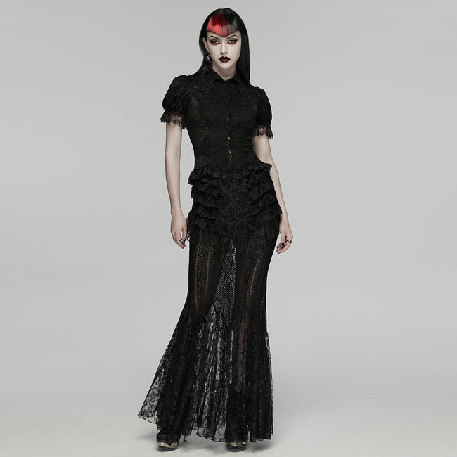 Goth short sleeve lace shirt