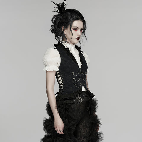 Goth ruffle drawstring vest