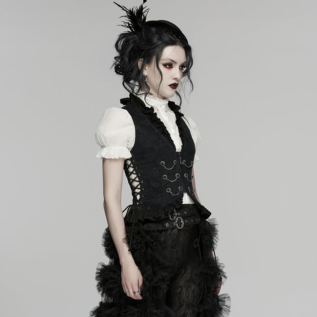 Goth ruffle drawstring vest