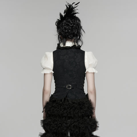 Goth ruffle drawstring vest