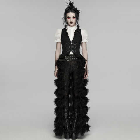 Goth ruffle drawstring vest