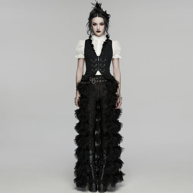 Goth ruffle drawstring vest