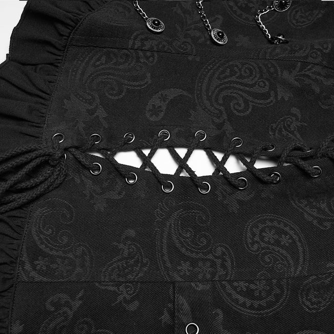 Goth ruffle drawstring vest