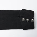 Black Rugged Denim Punk Jacket For Men With Removable Sleeves