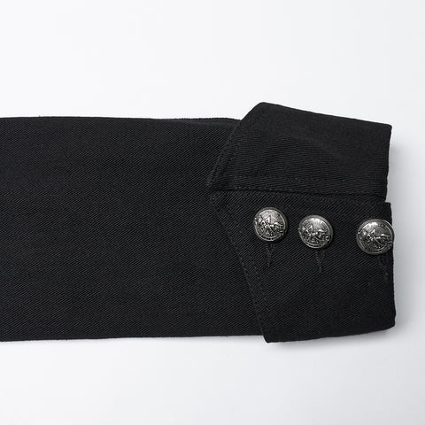 Black Rugged Denim Punk Jacket For Men With Removable Sleeves