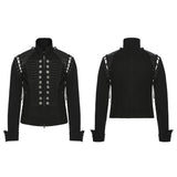 Black Rugged Denim Punk Jacket For Men With Removable Sleeves