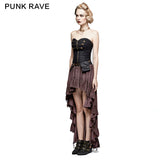 Retro Strapless Tube Top Dress High Low Lace Pleated Punk Dress