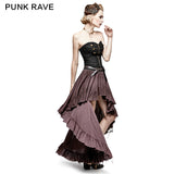 Retro Strapless Tube Top Dress High Low Lace Pleated Punk Dress