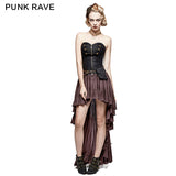 Retro Strapless Tube Top Dress High Low Lace Pleated Punk Dress