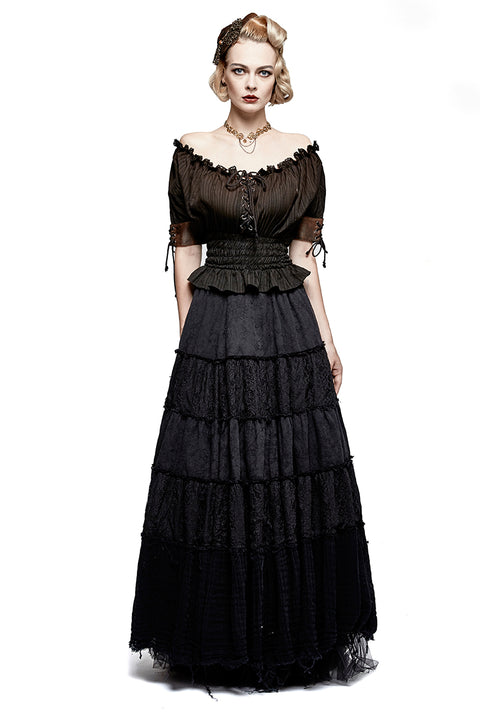Steampunk Global Top Fashion Reversible Synthetic Slash Neck Punk T-shirts