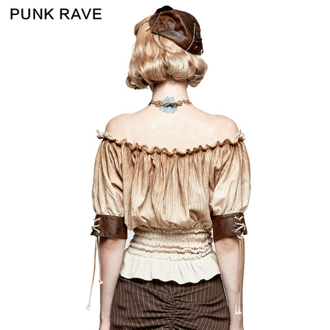 Steampunk Global Top Fashion Reversible Synthetic Slash Neck Punk T-shirts