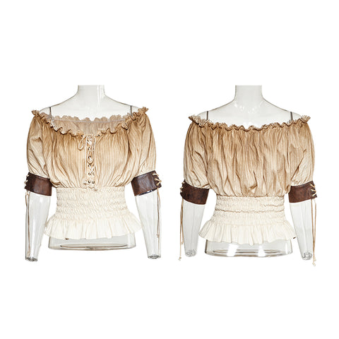 Steampunk Global Top Fashion Reversible Synthetic Slash Neck Punk T-shirts