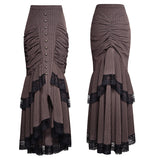 Steampunk Graceful Full-skirted Stripes Woven Fishtail Punk Skirt