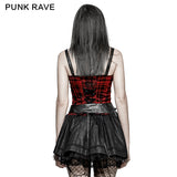 A Type Splicing Braces Fluffy Cute Plaid Punk Dress
