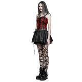 A Type Splicing Braces Fluffy Cute Plaid Punk Dress