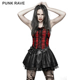 A Type Splicing Braces Fluffy Cute Plaid Punk Dress